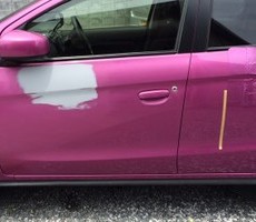 調色作業~塗装 小平市のお客様三菱・ミラージュの修理依頼のサムネイル